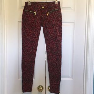 Leopard Print Red Michael Kors Skinny Jeans Size 0